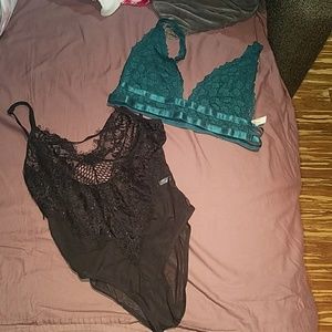 Lace bodysuit and bralet